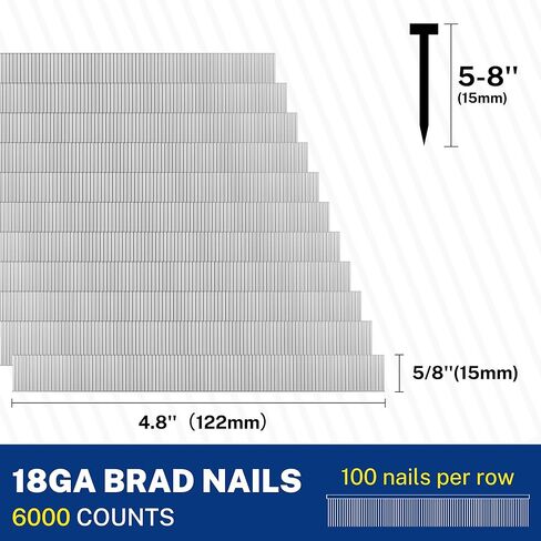 WORKPRO 5/8'' 18 Gauge Brad Nails, 6000 Count Finishing Nails, Universal Brad Nail Gun Nails for Pneumatic & Electric Brad Nailers in Saudi Arabia