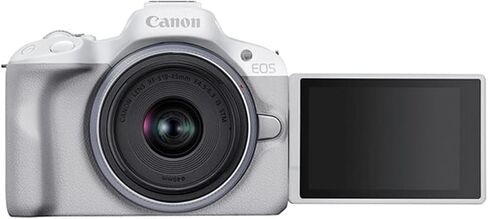 Canon EOS R50 Mirrorless Camera with 18-45mm Lens + 128GB Memory, Filters, Case, Tripod, Flash, Software, and More (18pc Bundle) (White) (Renewed) in Saudi Arabia