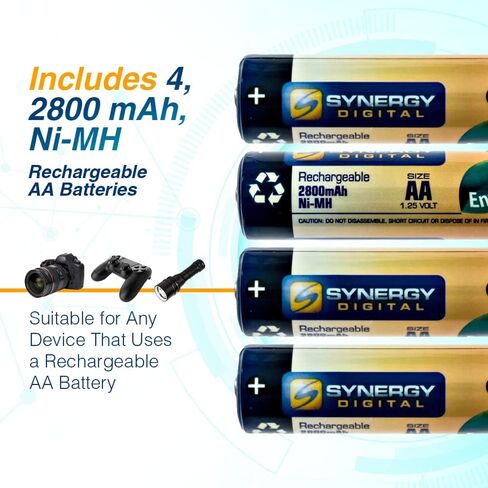 Synergy Digital Camera Batteries and Charger, Compatible with Fujifilm Finepix AV200 Digital Camera Charger Replacement of 4 AA NiMH 2800mAh Rechargeable Batteries, with Charger in Saudi Arabia