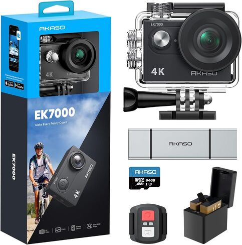 AKASO EK7000 Action Camera with MicroSDXC U3 Card and 3 in 1 SD Card Reader Accessories Kit Bundle in Saudi Arabia