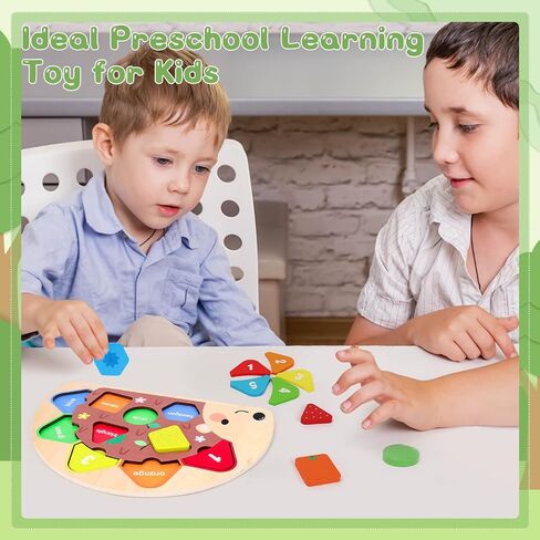 Montessori Wooden Hedgehog Puzzle Toy for 1 2 3 Year Old Boys Girls: Educational Color Sorting Shape Matching Learning Gift Toddler Travel Toys Sensory Board in Saudi Arabia