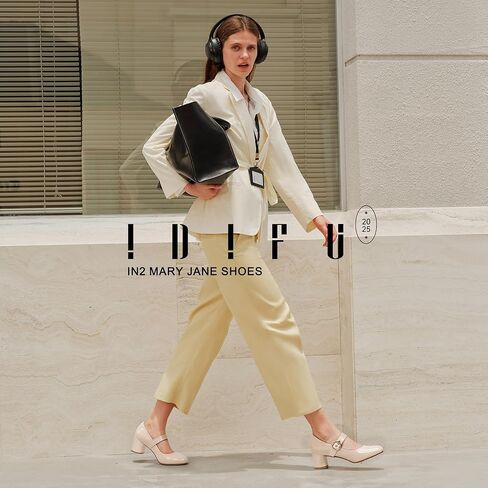 Idifu in2 Mary Jane Shoes مضخات المرأة المغلقة من جديد كتلة مكتنزة منخفضة الكعب القصير العمل حفل زفاف حفلة موسيقية مريحة اللباس أحذية للنساء اللطيفات العصرية عتيقة الكعب عتيقة الحذاء مع الإبزيم in Saudi Arabia