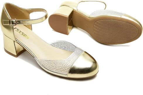 RSXSES مغلق اصبع القدم منخفض الكعب أحذية للنساء 2 بوصة كعب مكتنزة مضخات الكاحل حزام براءة اختراع جلدية الحفلات الحفلات حفل الزفاف الأحذية in Kuwait