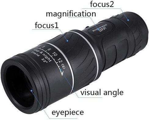 Black 16x52 High Power Monocular Telescope - 66/8000M Outdoor Sports Binoculars for Bird Watching and Outdoor Activities in Saudi Arabia