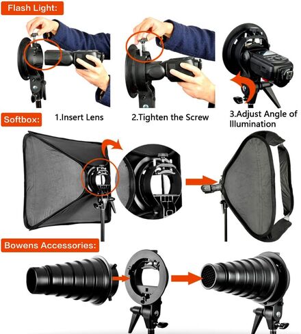 GODOX Foldable Softbox Kit 24"x24"/60x60cm with S-Type Flash Bracket Bowen Mount Holder for Camera Flash Speedlight Studio Photography (Softbox Kit 60x60 +S-Type) in Saudi Arabia