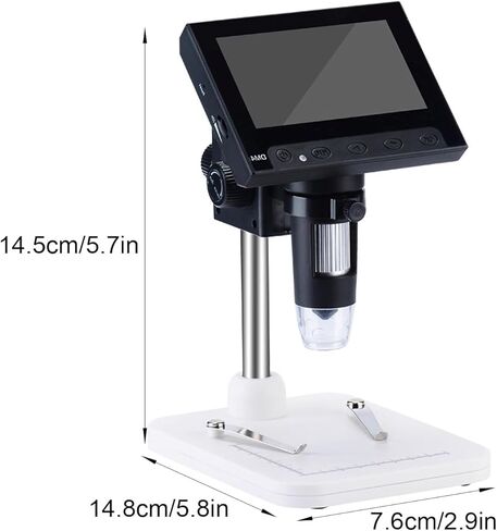4.3 "مجهر رقمي LCD ، تكبير 1000X ، مصابيح LED قابلة للتعديل لحزام الماس ، فحص العملة ، إصلاح الإلكترونيات ، مزود الطاقة المزدوج - مثالي للهواة والمهنيين in Kuwait