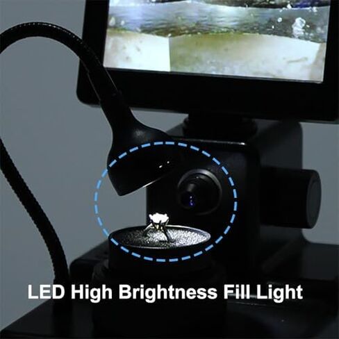 مجهر الماس الرقمي LCD مع ضوء LED ، مكبّر عملة قابلة للتعديل لتحليل المجوهرات ، والتعرف عليه ، والتفتيش - مثالي للجامعات والمتحمسين in Kuwait