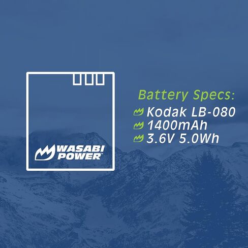 Wasabi Power Battery (2-Pack) and USB Dual Charger for Kodak LB-080 and Kodak PIXPR0 ORBIT360 4K, PIXPRO SP1, PIXPRO SP360, PIXPRO SP360 4K VR Camera in Saudi Arabia
