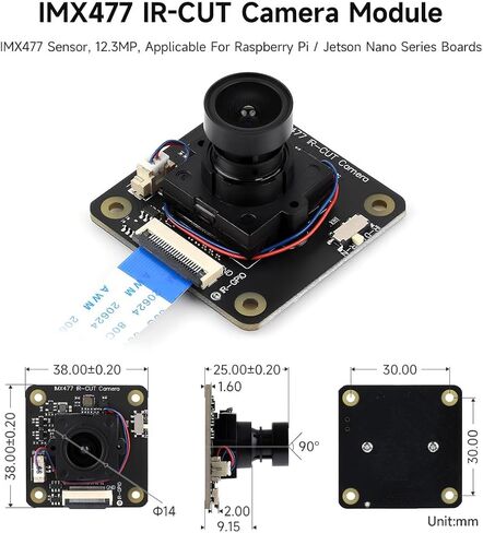 Waveshare IMX477 IR-Cut 12.3MP Camera (A), Compatible with Raspberry Pi 5/4B/3B/Zero/Zero W/Zero 2W/Pico/Pico W/Pico WH, Supports Jetson Nano/Jetson Orin Nano in Saudi Arabia