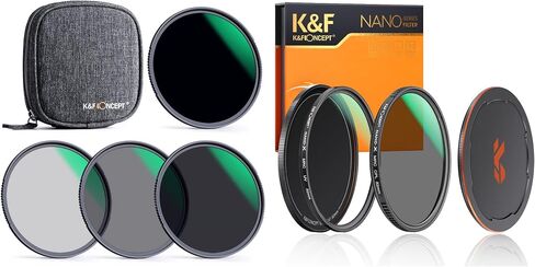 K&F Concept 77mm MCUV/CPL/ND4/ND8/ND64/ND1000 Lens Filter Kit (6 Pcs) with 28 Multi-Layer Coated Clear Optical Glass Filters in Saudi Arabia