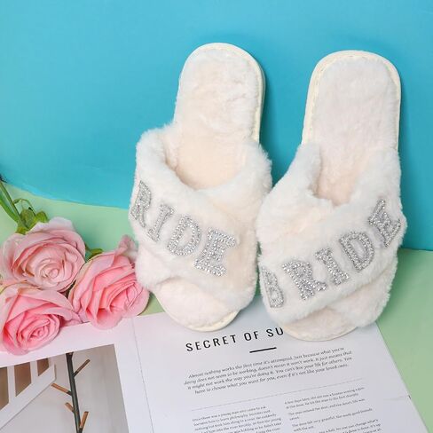 Baotongle Bride Slippers for Wedding Bridipers Slippers أم هدايا العروس للعرائس وحفل العازبة in Saudi Arabia