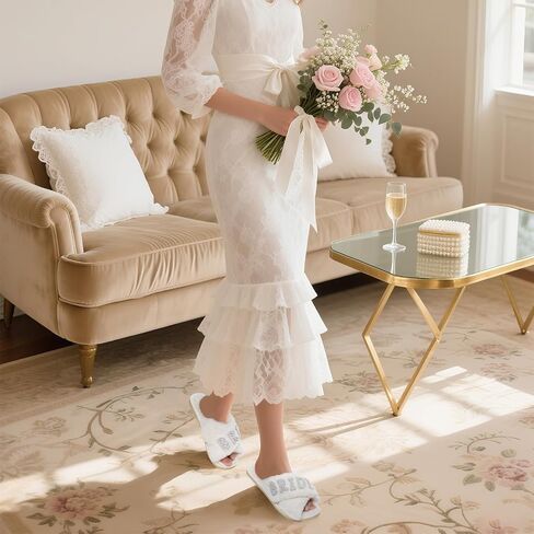 Baotongle Bride Slippers for Wedding Bridipers Slippers أم هدايا العروس للعرائس وحفل العازبة in Saudi Arabia