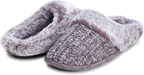 Floopi Womens داخلي/في الهواء الطلق الكفة الناعمة Chenille متماسكة الفخارين نغمة السد من الفراء مع رغوة الذاكرة (333) in Kuwait