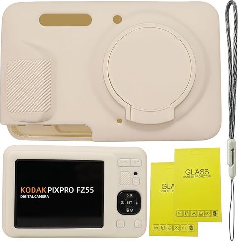 حالة Kodak Pixpro FZ55 ، وملحقات FZ55 ، وغطاء العدسة الواقية للسيليكون الناعمة ، تأتي مع حماة شاشة وحزام واحد معصم. (ضبابي وايت) in Kuwait