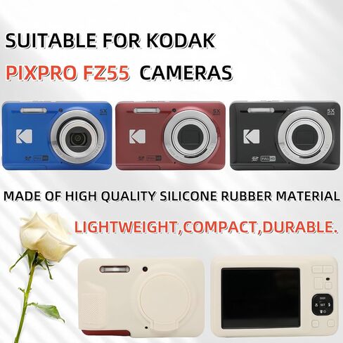 حالة Kodak Pixpro FZ55 ، وملحقات FZ55 ، وغطاء العدسة الواقية للسيليكون الناعمة ، تأتي مع حماة شاشة وحزام واحد معصم. (ضبابي وايت) in Kuwait
