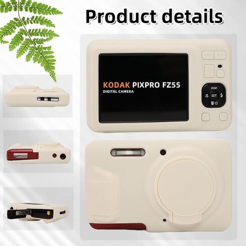 حالة Kodak Pixpro FZ55 ، وملحقات FZ55 ، وغطاء العدسة الواقية للسيليكون الناعمة ، تأتي مع حماة شاشة وحزام واحد معصم. (ضبابي وايت) in Kuwait