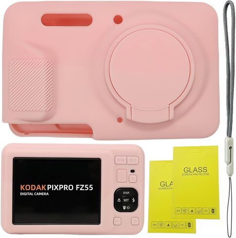 حالة Kodak Pixpro FZ55 ، وملحقات FZ55 ، وغطاء العدسة الواقية للسيليكون الناعمة ، تأتي مع حماة شاشة وحزام واحد معصم. (ضبابي وايت) in Kuwait