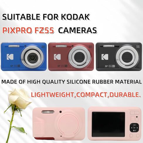 حالة Kodak Pixpro FZ55 ، وملحقات FZ55 ، وغطاء العدسة الواقية للسيليكون الناعمة ، تأتي مع حماة شاشة وحزام واحد معصم. (ضبابي وايت) in Kuwait