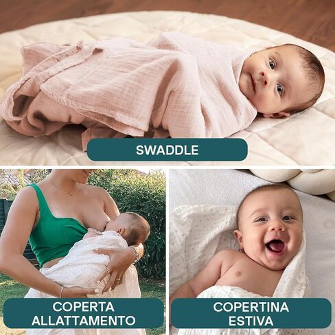Koala Babycare Organic Muslin Swaddle Blankets for Newborns – GOTS & Oeko-TEX Certified - 3 Pack Soft Cotton Baby Blanket 32 x32 inches - Lightweight, Breathable, and Safe for Boys and Girls in Kuwait