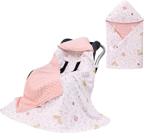 Baby Car Seat Blanket-Universal Car Seat Covers,Warm Swaddle Blankets for Infants Newborn,Boys and Girls Baby Bunting for Stroller,35"x35" (Pink Leaves Rabbit) in Saudi Arabia