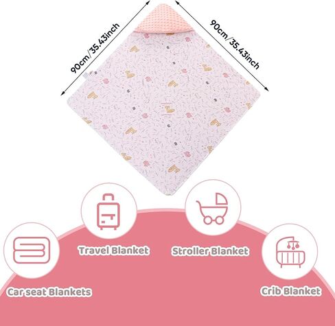 Baby Car Seat Blanket-Universal Car Seat Covers,Warm Swaddle Blankets for Infants Newborn,Boys and Girls Baby Bunting for Stroller,35"x35" (Pink Leaves Rabbit) in Saudi Arabia