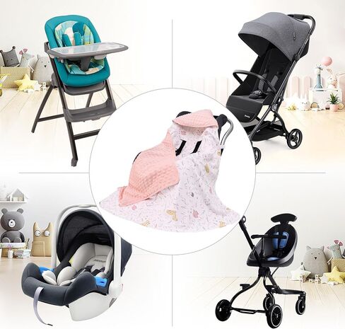 Baby Car Seat Blanket-Universal Car Seat Covers,Warm Swaddle Blankets for Infants Newborn,Boys and Girls Baby Bunting for Stroller,35"x35" (Pink Leaves Rabbit) in Saudi Arabia