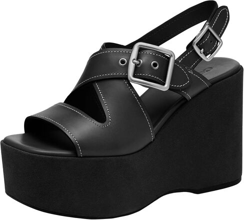 Coach Women's Archival Buckle Wedge Platform, Charcoal/Black, 7 in Saudi Arabia