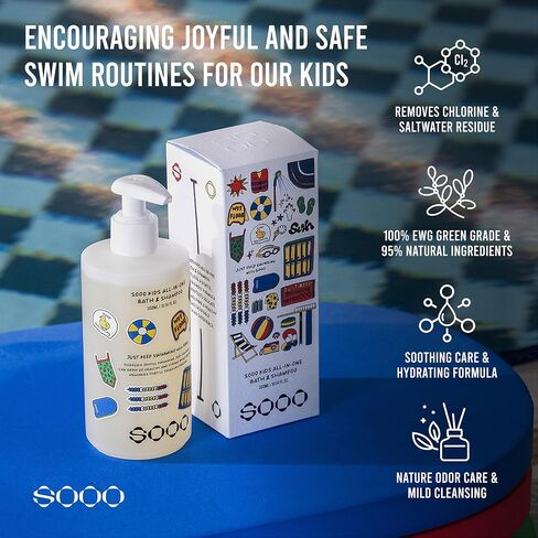SOOO Baby & Kids After-Swim 2-in-1 Shampoo & Body Wash 10.1oz, Gentle Tear-Free Baby Soap, Chlorine & Salt Removal, Moisturizing for Sensitive Skin, Fragrance-Free, Paraben-Free, Sulfate-Free in Saudi Arabia