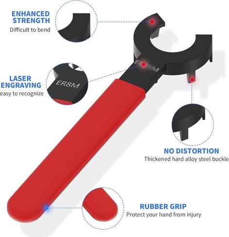 Hook Spanner,78-85mm Wrench for 78-85mm Collet Chuck Clamping Nut with Red Non-slip Handle,cnc er wrench in Saudi Arabia