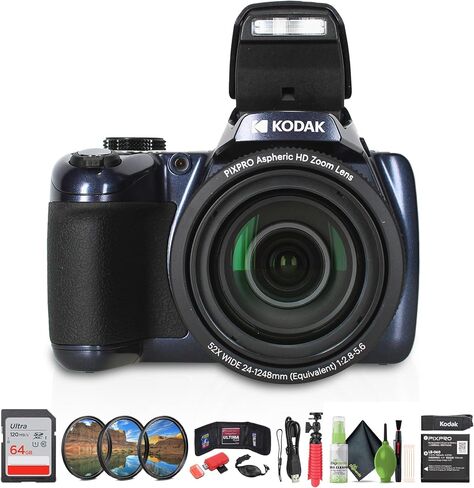 Kodak Pixpro AZ528 Digital Camera (Blue) Bundle Including: 32 GB Memory Card, Filter Kit, Card Reader, Hand Strap, Card Wallet, Hand Strap, Flexible Tripod in Saudi Arabia