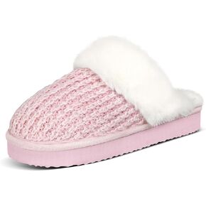 PIZZ ANNU Women's Platform Knit Slippers Comfy Winter Warm Fluffy Memory Foam Slip-On Scuff Faux Fur Plush House Slides Shoes for Indoor & Outdoor in Kuwait