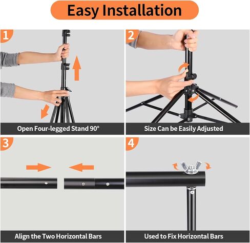 Backdrop Stand 8.5 * 10ft ، حامل خلفي من أربعة أرجل ، وبراعة خلفية أكثر استقرارًا للحفلات ، وموقف قوس بالون الزفاف ، وعرض الإعلان ، وتصوير الفيديو in Kuwait