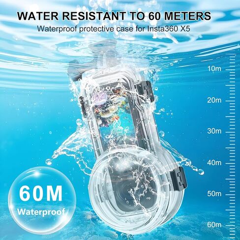بالنسبة إلى insta360 x5 60m مقاومة للماء الغوص مع عدسة السيليكون تغطي اللون الأسود in Kuwait