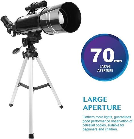 تلسكوب للأطفال البالغين مبتدئين 70 مم فتحة BAK4 PRISM FMC Telescope 400mm تلسكوب 400 مم لعلم الفلك مع جبل الهاتف الذكي وترايبود لاستكشاف كواكب القمر in Saudi Arabia