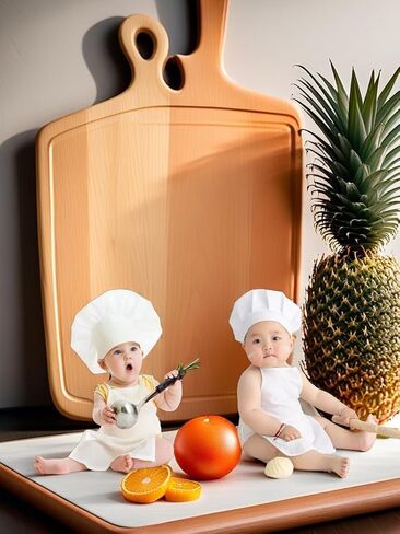 1 Set White Baby Apron and Chef Hat Infant Mini Chef Outfit Toddler White Baker Costume photoshoot props newborn photography outfit (Baby, 6-24 Months) in Kuwait