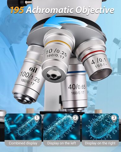 مجهر ثنائي العينات المركب الذهبي ، تكبير 40 × 5000X ، و WF10X و WF25X العدسة ، الإضاءة LED ، المجهر البالغين للمدارس ، المختبرات المنزلية ، الأطفال والمبتدئين in Kuwait