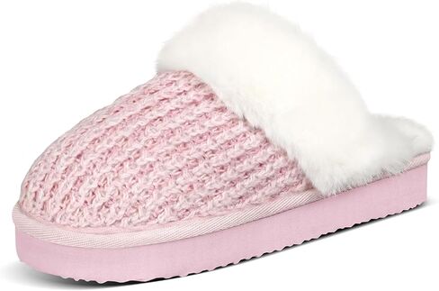 PIZZ ANNU Women's Platform Knit Slippers Comfy Winter Warm Fluffy Memory Foam Slip-On Scuff Faux Fur Plush House Slides Shoes for Indoor & Outdoor in Kuwait
