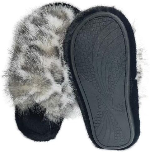Fuzzy Leopard Print Slippers - Cozy House Shoes for Women, Soft Plush Indoor/Outdoor Winter Slides, Comfortable Non-Slip Warm Home Shoes, Trendy Animal Print Fashion in Saudi Arabia