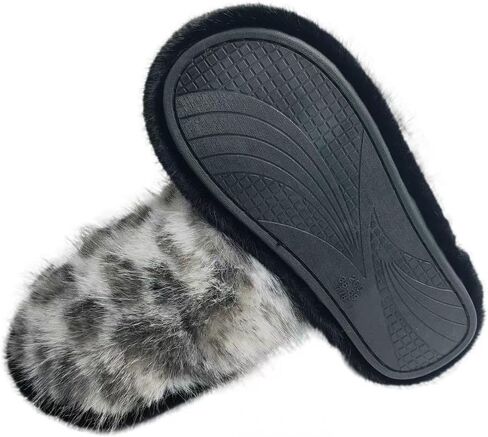 Fuzzy Leopard Print Slippers - Cozy House Shoes for Women, Soft Plush Indoor/Outdoor Winter Slides, Comfortable Non-Slip Warm Home Shoes, Trendy Animal Print Fashion in Saudi Arabia