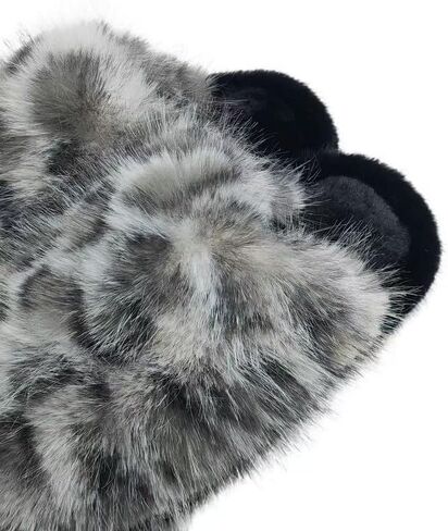 Fuzzy Leopard Print Slippers - Cozy House Shoes for Women, Soft Plush Indoor/Outdoor Winter Slides, Comfortable Non-Slip Warm Home Shoes, Trendy Animal Print Fashion in Saudi Arabia