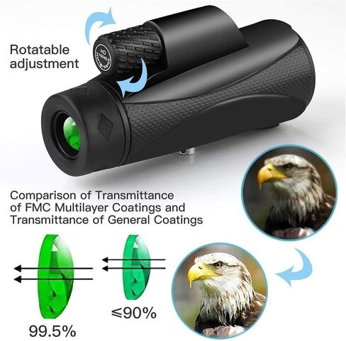 10x42 Monocular Telescope for Adults - HD High Power Prism Monocular, Waterproof Scope for Birdwatching, Hunting, Hiking, Camping in Saudi Arabia