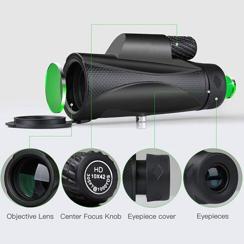 10x42 Monocular Telescope for Adults - HD High Power Prism Monocular, Waterproof Scope for Birdwatching, Hunting, Hiking, Camping in Saudi Arabia