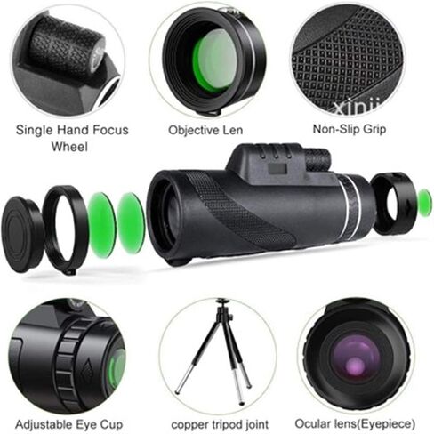 12x50 Waterproof Monocular Telescope with Aluminum Alloy Tripod - Perfect for Bird Watching, Hiking, and Camping in Saudi Arabia