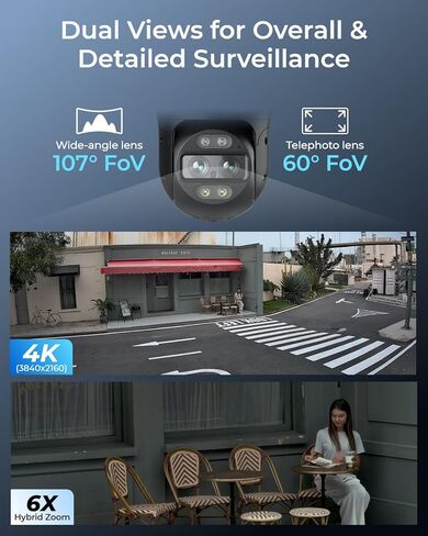 4K PTZ Wi-Fi 6 Cam System with Auto-Zoom Tracking, 360° Coverage, 2.4/5 GHz Wi-Fi, Spotlight Color Night Vision, AI Detection in Saudi Arabia