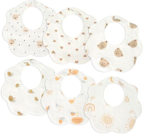 6 Pack Muslin Baby Triangle Bibs Soft and Absorbent Cotton Bandana Drool for Teething and Drooling Unisex in Kuwait