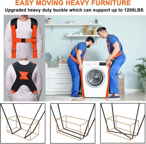 Adjustable Lifting Moving Straps, Furniture Moving Straps Support up to 600Lbs for Furniture, Boxes, House-Moving, 2Pack One-Person Handle Lifting Straps with Non-Slip Gloves in Kuwait