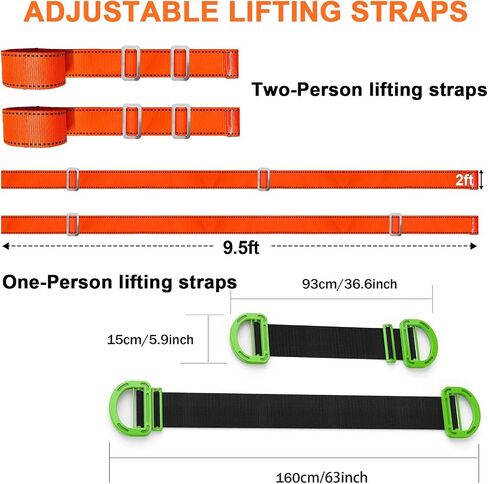 Adjustable Lifting Moving Straps, Furniture Moving Straps Support up to 600Lbs for Furniture, Boxes, House-Moving, 2Pack One-Person Handle Lifting Straps with Non-Slip Gloves in Kuwait