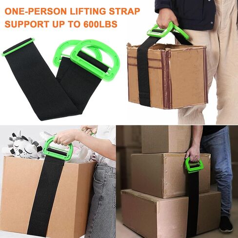 Adjustable Lifting Moving Straps, Furniture Moving Straps Support up to 600Lbs for Furniture, Boxes, House-Moving, 2Pack One-Person Handle Lifting Straps with Non-Slip Gloves in Kuwait