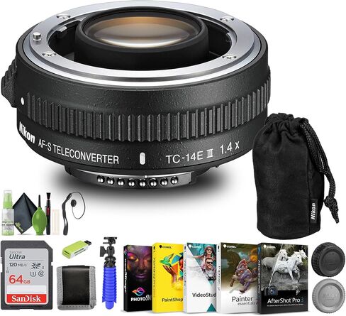 Nikon AF-S Teleconverter TC-14E ​​III (2219) + 64 جيجابايت بطاقة الذاكرة + Card Reader + Corel Photo Software + Flex Tripod + Memory Wallet + Cap Keeper + Cleaning Kit (متجدد) in Saudi Arabia