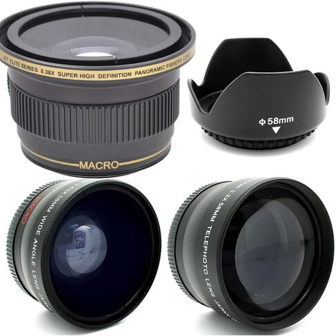 لمجموعة Nikon D3400 HD LESSORY LENSES 55 مم قبضة على ظهر الفلاش ، والبطاريات ، ومرشحات ترايبود والمزيد in Saudi Arabia